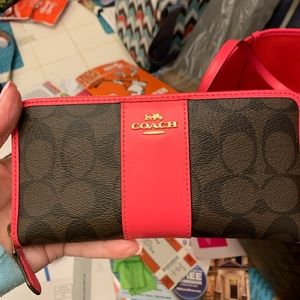 Brown and hot pink wallet